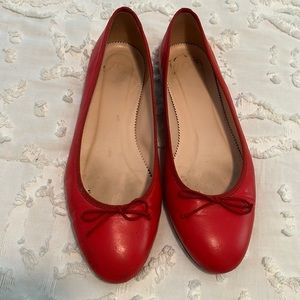 J. Crew Leather Kiki Classic Ballet Flat - Authentic Red